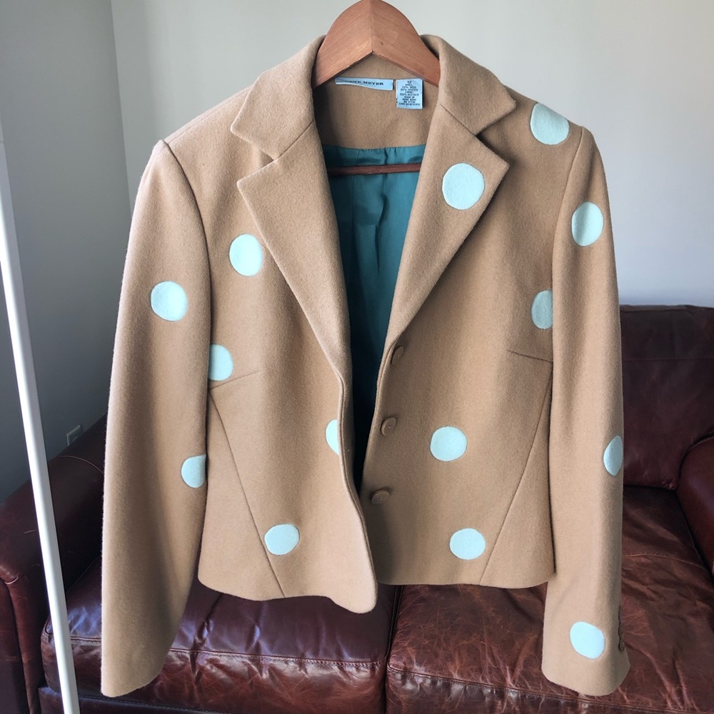 Vintage Gene Meyer Wool Polka Dot Blazer